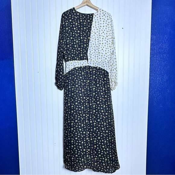 ELIE TAHARI Floral Print Silk Midi-Dress V-Neck Lined Size Large - Picture 13 of 17